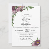 Mauve Floral Wedding Einladung (Vorderseite)