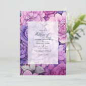 Mauve Floral Wedding Einladung (Stehend Vorderseite)