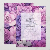 Mauve Floral Wedding Einladung (Vorne/Hinten)