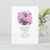 Mauve Floral Wedding Einladung (Stehend Vorderseite)