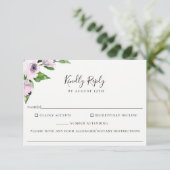 Mauve Floral Wedding Food Allergy RSVP Card (Stehend Vorderseite)