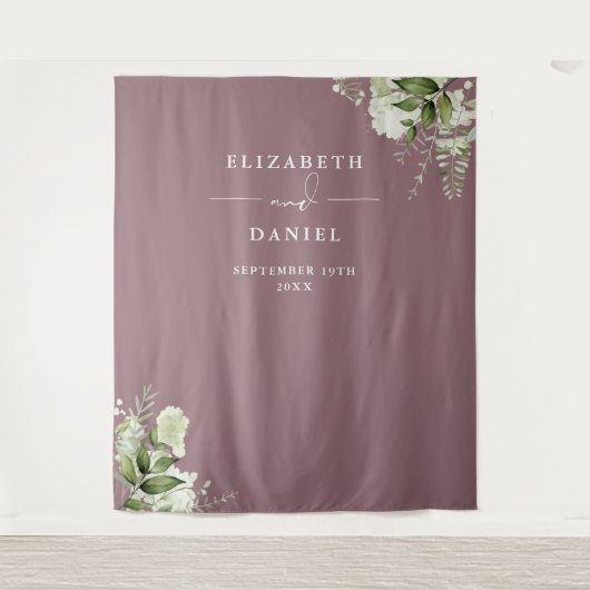 Mauve Floral Wedding Foto Stand Hintergrund Wandteppich (Vorderseite)