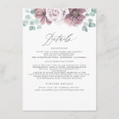 Mauve Floral Wedding Information Begleitkarte (Vorderseite)