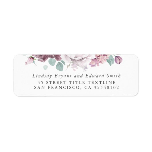Mauve Floral Wedding Label (Vorne)