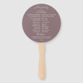 Mauve Floral Wedding Program Hand Fans Fächer (Rückseite)