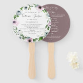 Mauve Floral Wedding Program Hand Fans Fächer (Vorne und Hinten)