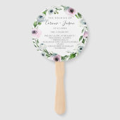 Mauve Floral Wedding Program Hand Fans Fächer (Vorderseite)