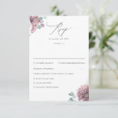 Mauve Floral Wedding RSVP Karte (Stehend Vorderseite)
