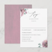 Mauve Floral Wedding RSVP Karte (Vorne/Hinten)