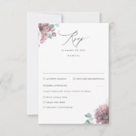 Mauve Floral Wedding RSVP Karte