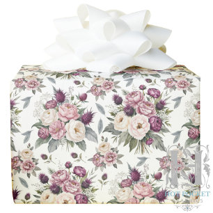 Mauve Floral Wrapping Paper Geschenkpapier