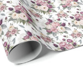Mauve Floral Wrapping Paper Geschenkpapier (Rolleneckpunkt)