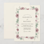 Mauve Florale Hochzeit Einladung (Vorne/Hinten)