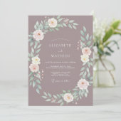 Mauve Florale Hochzeitsbogen Einladung (Stehend Vorderseite)
