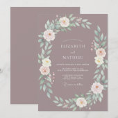Mauve Florale Hochzeitsbogen Einladung (Vorne/Hinten)