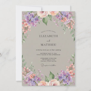 Mauve Florale Romantische Whimsy-Hochzeit Einladung