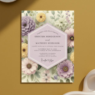 Mauve Florale Whimsicalische Hochzeit Einladung