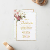 Mauve Florals Luxe Gold Edge-Sitzzuordnung Mitteilungskarte (Vorderseite/Rückseite Beispiel)