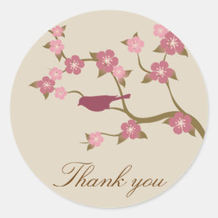 Mauve Flower Bird Vielen Dank, Sticker Gray