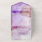 Mauve Fluid Ink, moderne ultraviolette Lila Rose All In One Einladung (Außenbereich)