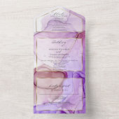 Mauve Fluid Ink, moderne ultraviolette Lila Rose All In One Einladung (Innen Boden)