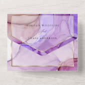 Mauve Fluid Ink, moderne ultraviolette Lila Rose All In One Einladung (Rückseite)