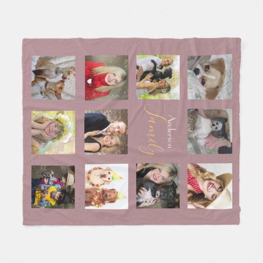 Mauve Foto Blanket Collage Instagram Fleecedecke (Vorderseite (Horizontal))