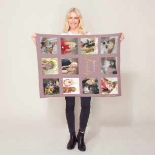 Mauve Foto Blanket Collage Instagram Fleecedecke
