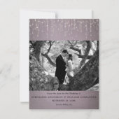 Mauve-Foto mit leuchtenden Lichtern Save the Date Einladung (Vorderseite)