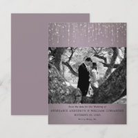 Mauve-Foto mit leuchtenden Lichtern Save the Date