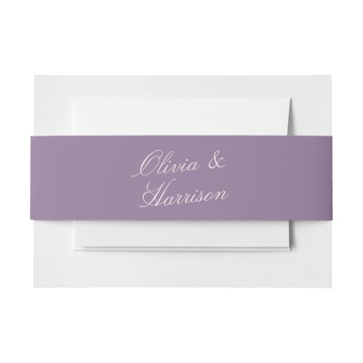 Mauve Garden Calligraphy Invitation Belly Band (Vorderseite Beispiel)