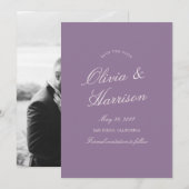 Mauve Garden Calligraphy Save The Date Card Einladung (Vorne/Hinten)