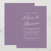 Mauve Garden Calligraphy Wedding Invitation Einladung (Vorne/Hinten)