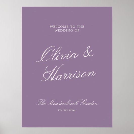 Mauve Garden Calligraphy Wedding Welcome Poster (Vorne)