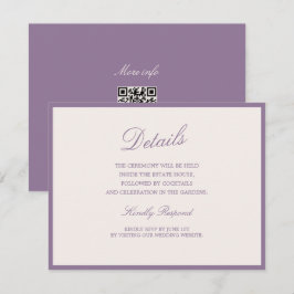 Mauve Garden Wedding QR Details Card Begleitkarte
