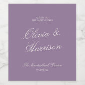 Mauve-Garten-Kaligrafie-Hochzeits-Weinetikett Weinetikett (Einzelnes Label)