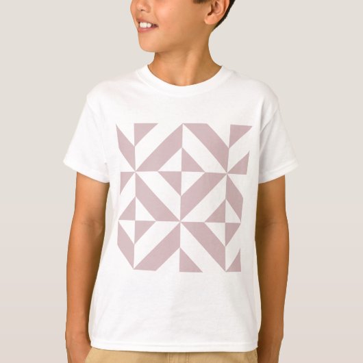 Mauve Geometric Deko Cube Pattern T-Shirt (Vorderseite)