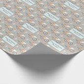 Mauve Gingham Kariert Construction Digger Textname Geschenkpapier (Ecke)