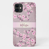 Mauve Glitzer Blumenschmuck Case-Mate iPhone Hülle (Rückseite)
