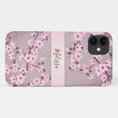 Mauve Glitzer Blumenschmuck Case-Mate iPhone Hülle (Rückseite (Horizontal))