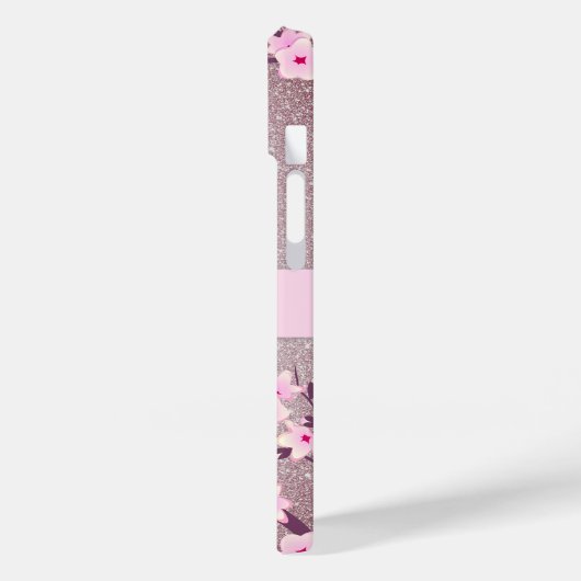 Mauve Glitzer Blumenschmuck Case-Mate iPhone Hülle (Rückseite / Links)