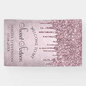 Mauve-Glitzer | Dusty Pink 16 . Geburtstag Banner (Horizontal)