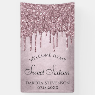 Mauve-Glitzer Dusty Pink 16 . Geburtstag Banner