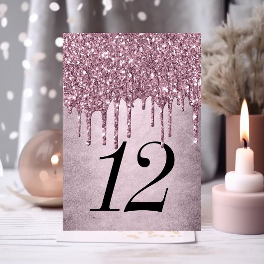 Mauve-Glitzer | Dusty Pink 16 . Geburtstag Tischnummer