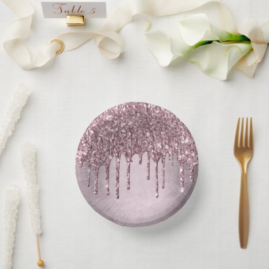 Mauve-Glitzer | Dusty Pink Melt Shimmer Pappteller (Hochzeit)