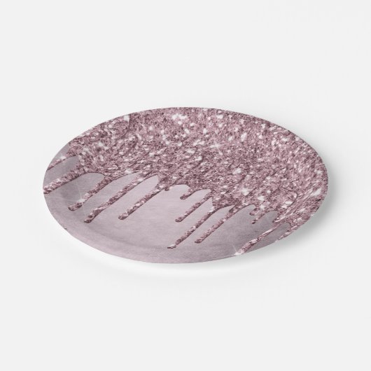 Mauve-Glitzer | Dusty Pink Melt Shimmer Pappteller (Schrägansicht)