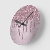 Mauve-Glitzer | Dusty Pink Melt Shimmer Runde Wanduhr (Winkel)