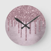 Mauve-Glitzer | Dusty Pink Melt Shimmer Runde Wanduhr (Vorderseite)