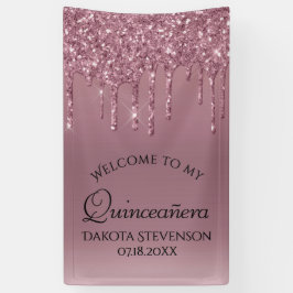 Mauve-Glitzer | Dusty Pink Quinceanera Banner