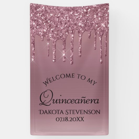 Mauve-Glitzer | Dusty Pink Quinceanera Banner (Vertikal)